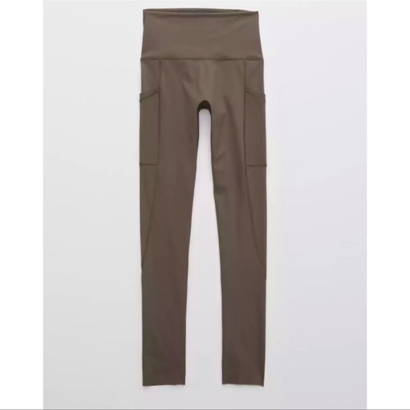 Aerie Offline Goals High Waisted Pocket Dark Green Full Length Leggings - Picture 5 of 15